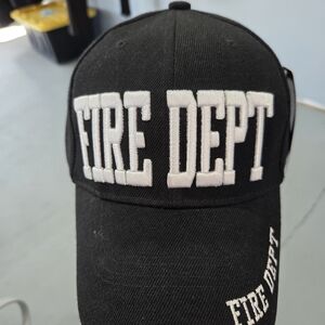 Fire Dept Department Firefighters Adults Curved Bill Black Adjustable Hat Cap